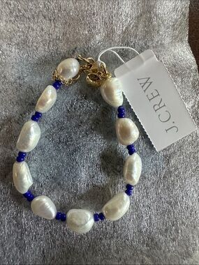J. Crew Pearl Bracelet with Blue Accent Beads
